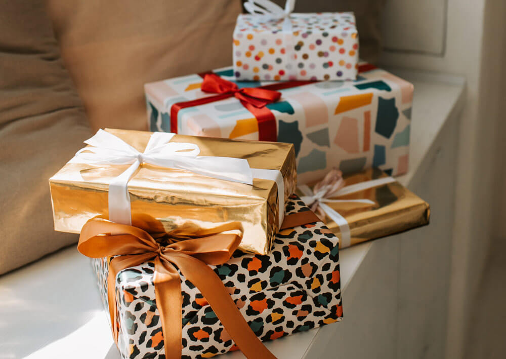 Holiday Sales Gifts Stacked In A Pile