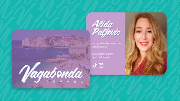 Vagabonda Travel Business Card mockup with bold branding included