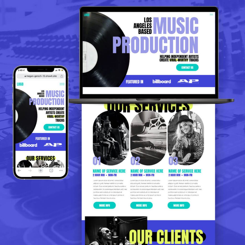 Website in a day music production template
